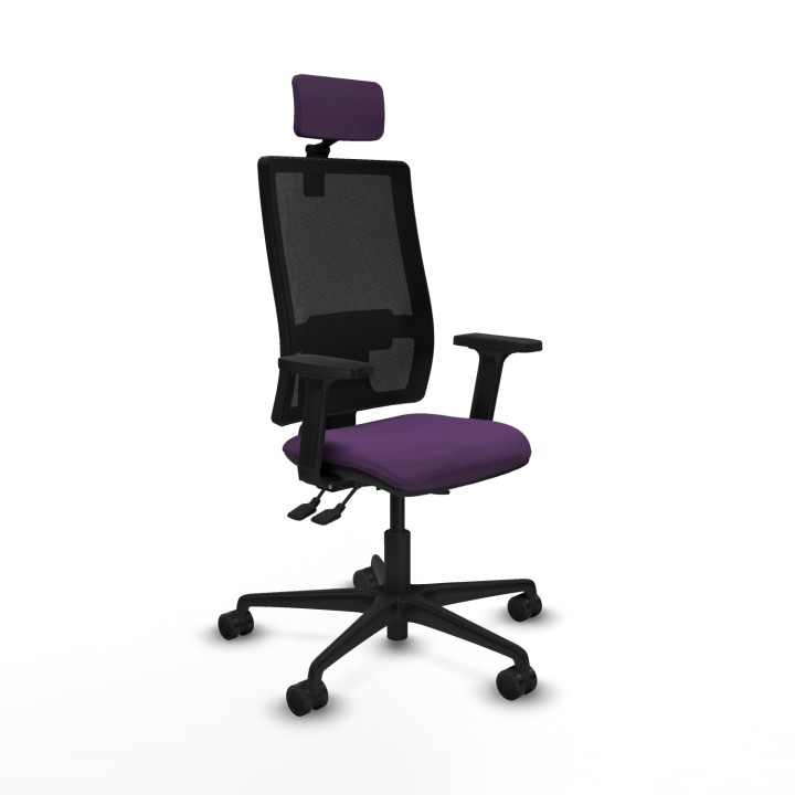 Piqueras y Crespo Bormate asincro malla negra bali morado brazos 2D base nailon cabecero 2D ruedas 65mm nailon