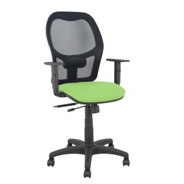 Piqueras y Crespo Silla Alocén traslack malla negra asiento bali pistacho brazos regulables
