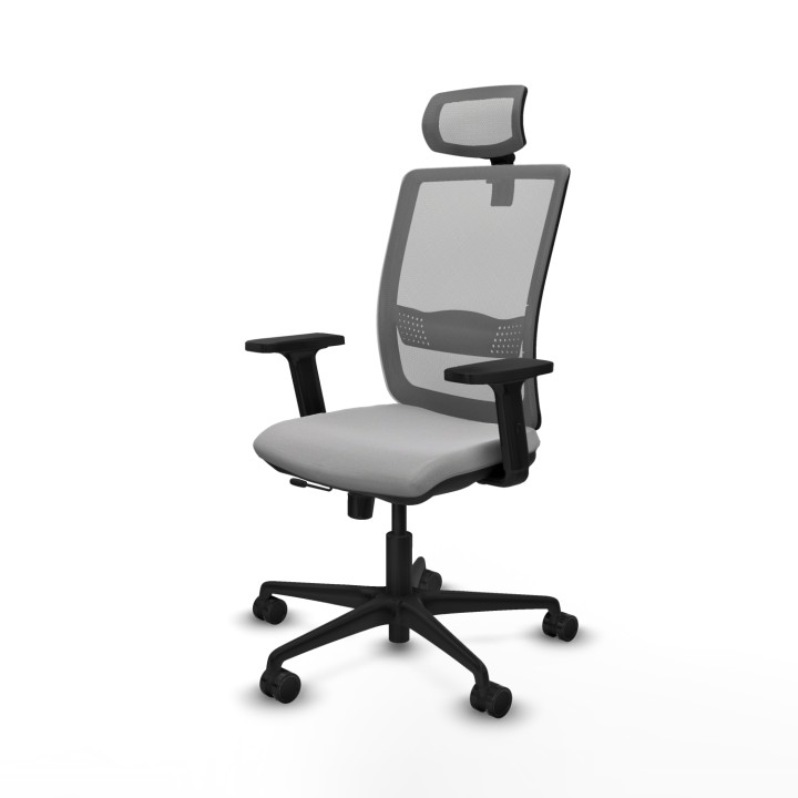 Piqueras y Crespo Haches traslack malla gris bali gris claro brazos 2D base nailon cabecero malla 2D ruedas 65mm nailon