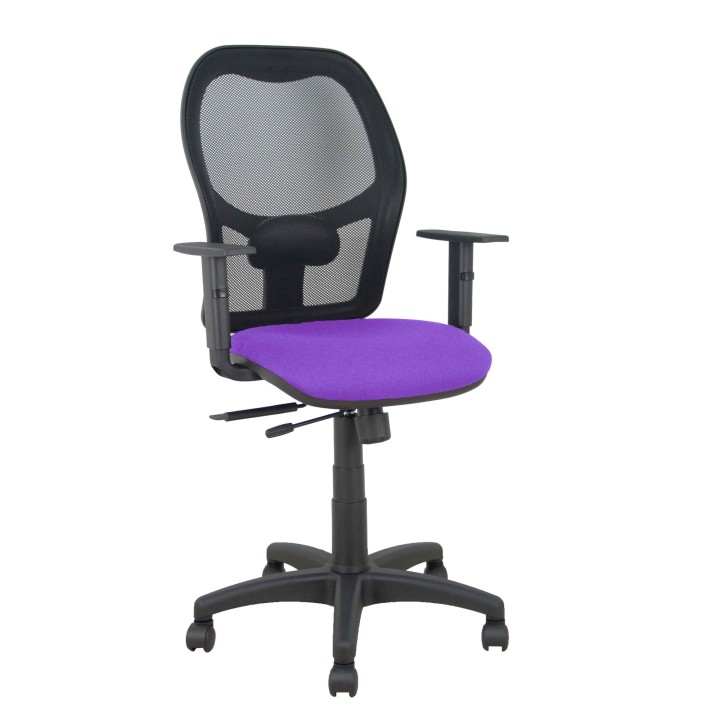 Piqueras y Crespo Silla Alocén traslack malla negra asiento bali lila brazos regulables