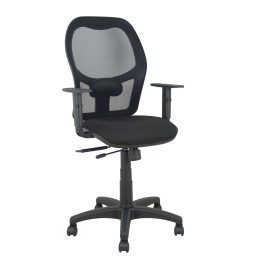 Piqueras y Crespo Silla Alocén traslack malla negra asiento bali negro brazos regulables