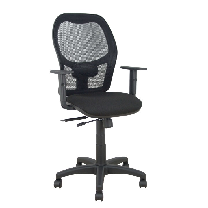Piqueras y Crespo Silla Alocén traslack malla negra asiento bali negro brazos regulables