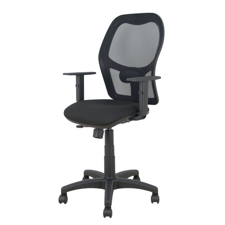 Piqueras y Crespo Silla Alocén traslack malla negra asiento bali negro brazos regulables