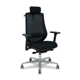 Piqueras y Crespo Silla Mardos traslack malla negra bali negro brazo 3D cabecero perchero base alum ruedas engomadas