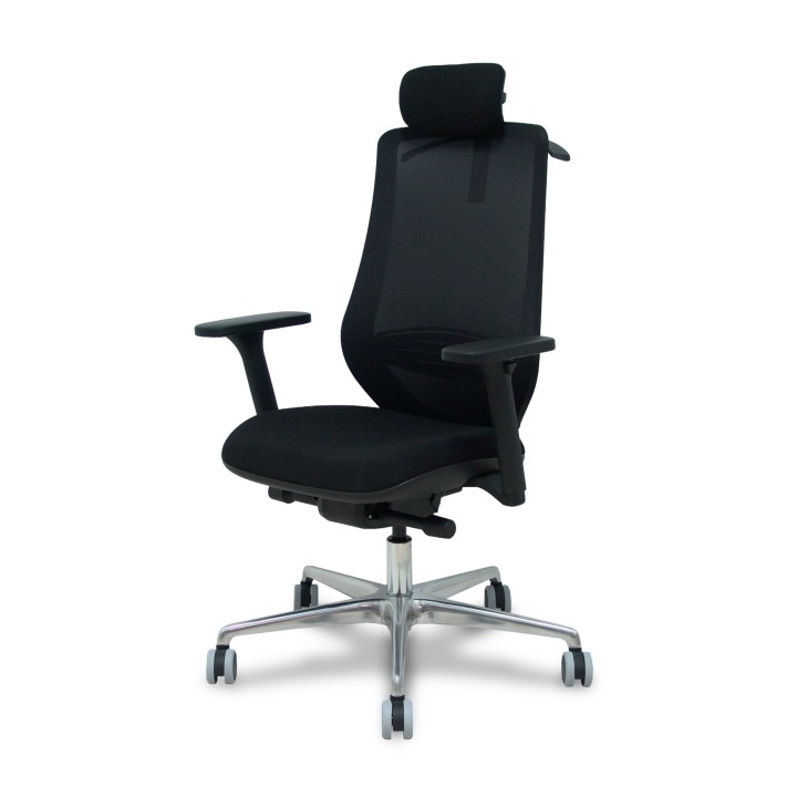 Piqueras y Crespo Silla Mardos traslack malla negra bali negro brazo 3D cabecero perchero base alum ruedas engomadas