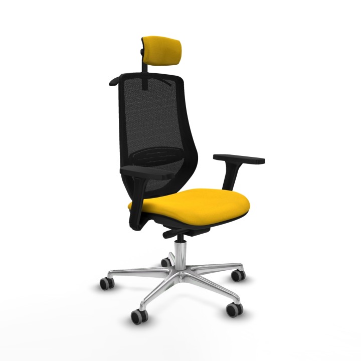 Piqueras y Crespo Mardos traslack bali amarillo brazos 3D base aluminio ruedas 65mm engomadas cabecero 2D perchero