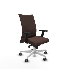 Piqueras y Crespo Albacete confidente sincro similpiel marrón oscuro brazos 2D base blanca ruedas 65mm engomadas