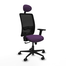 Piqueras y Crespo Zulema sincro malla negra bali morado brazos 2D base nailon cabecero fijo ruedas 65mm nailon