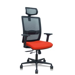 Piqueras y Crespo Silla Haches traslack malla negra asiento bali naranja oscuro brazos 2D ruedas 65mm cabecero regulable