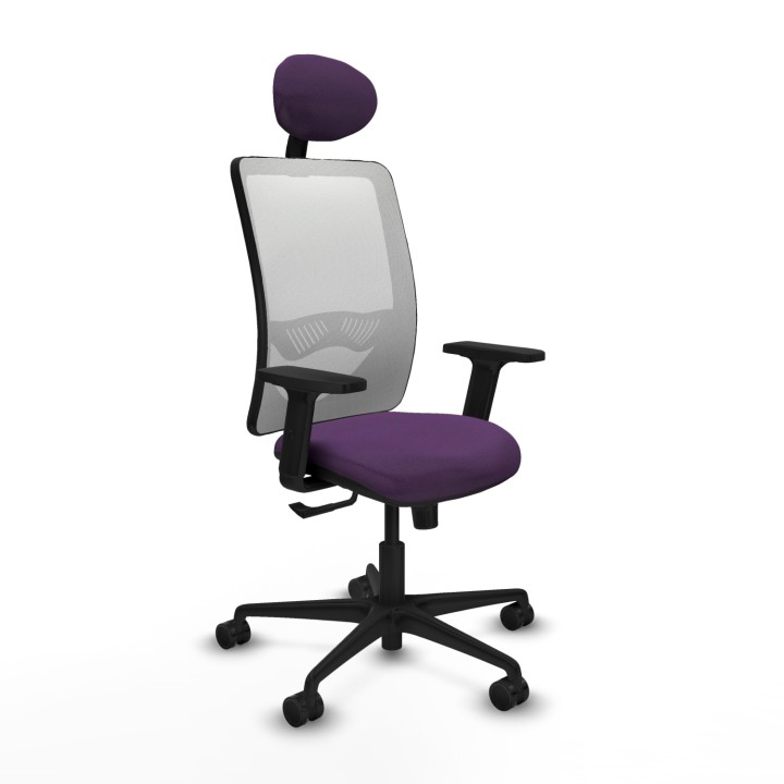 Piqueras y Crespo Zulema sincro malla blanca bali morado brazos 2D base nailon cabecero fijo ruedas 65mm nailon