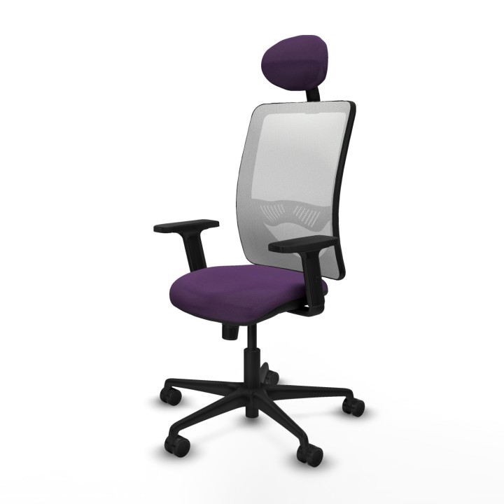Piqueras y Crespo Zulema sincro malla blanca bali morado brazos 2D base nailon cabecero fijo ruedas 65mm nailon