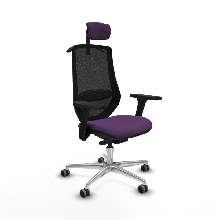 Piqueras y Crespo Mardos traslack bali morado brazos 3D base aluminio ruedas 65mm engomadas cabecero 2D perchero