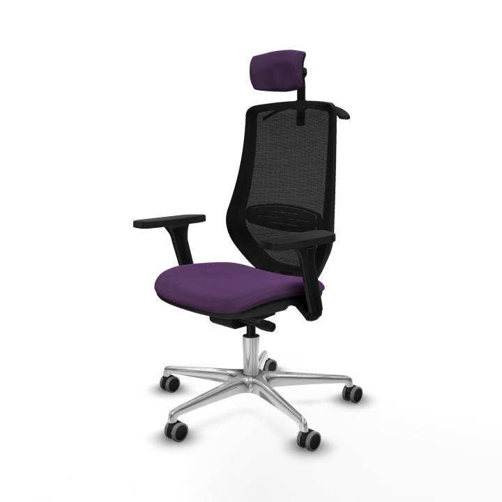 Piqueras y Crespo Mardos traslack bali morado brazos 3D base aluminio ruedas 65mm engomadas cabecero 2D perchero