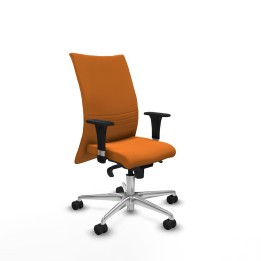 Piqueras y Crespo Albacete confidente XL sincro similpiel naranja brazos 1D cromados base aluminio ruedas 65 mm nailon