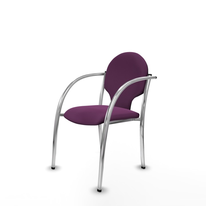Piqueras y Crespo Pack 2 sillas Hellín chasis 4 patas cromo similpiel morado