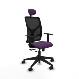 Piqueras y Crespo Motilla traslack malla negra bali morado brazos 1D base piramidal cabecero fijo ruedas 65mm nailon