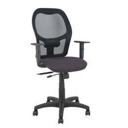 Piqueras y Crespo Silla Alocén traslack malla negra asiento bali gris oscuro brazos regulables