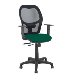 Piqueras y Crespo Silla Alocén traslack malla negra asiento bali verde botella brazos regulables