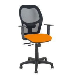 Piqueras y Crespo Silla Alocén traslack malla negra asiento bali naranja brazos regulables