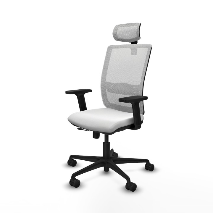 Piqueras y Crespo Haches traslack malla blanca bali blanco brazos 2D base nailon cabecero malla 2D ruedas 65mm nailon