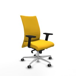 Piqueras y Crespo Albacete confidente sincro similpiel amarillo brazos 2D base aluminio ruedas 65mm engomadas