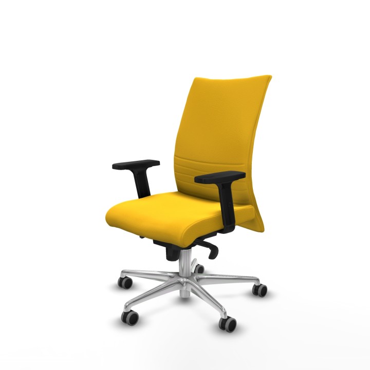 Piqueras y Crespo Albacete confidente sincro similpiel amarillo brazos 2D base aluminio ruedas 65mm engomadas