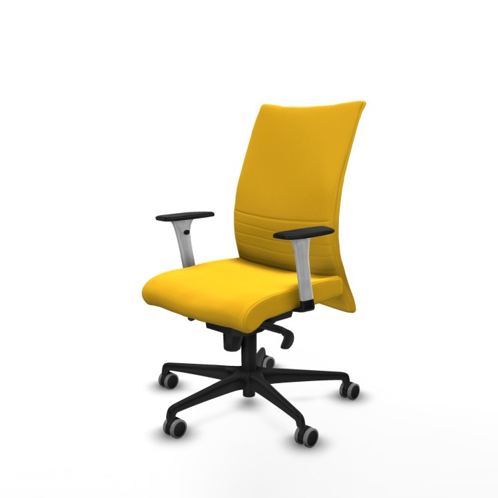 Piqueras y Crespo Albacete confidente sincro similpiel amarillo brazos 1D blancos base nailon ruedas 65mm engomadas