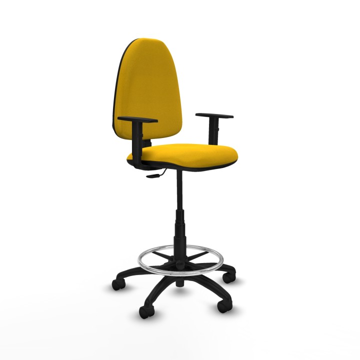 Piqueras y Crespo Taburete Ayna CP bali amarillo brazos 1D base poliamida ruedas nailon 50mm
