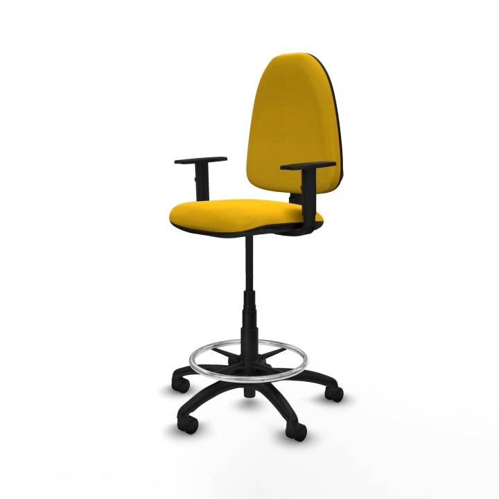 Piqueras y Crespo Taburete Ayna CP bali amarillo brazos 1D base poliamida ruedas nailon 50mm