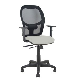 Piqueras y Crespo Silla Alocén traslack malla negra asiento bali gris claro brazos regulables
