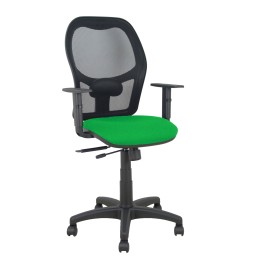 Piqueras y Crespo Silla Alocén traslack malla negra asiento bali verde brazos regulables