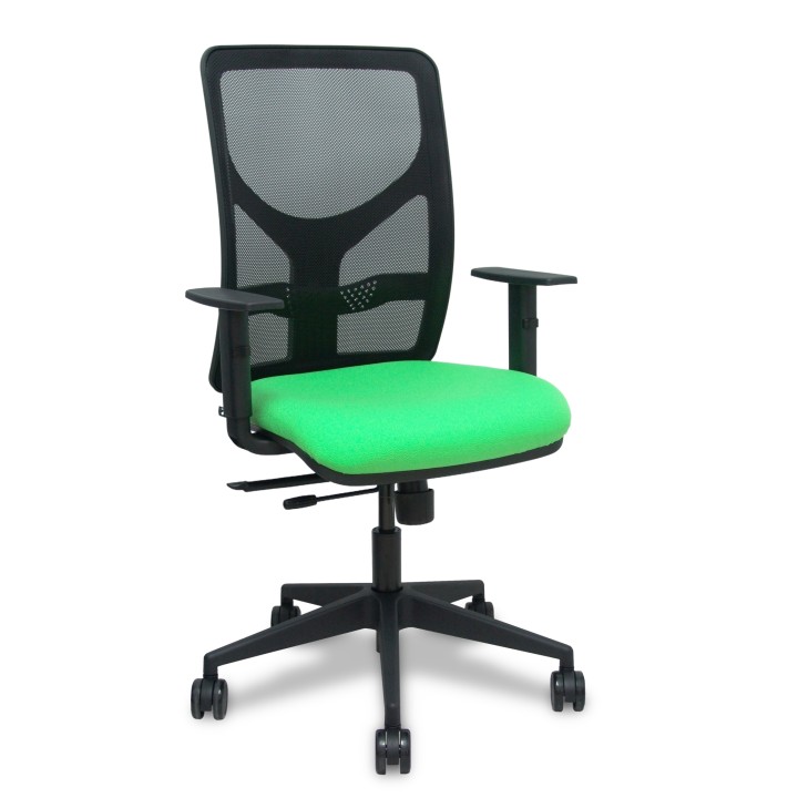 Piqueras y Crespo Silla Motilla traslack malla negra asiento bali pistacho brazo regulable