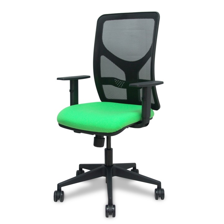 Piqueras y Crespo Silla Motilla traslack malla negra asiento bali pistacho brazo regulable