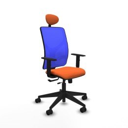 Piqueras y Crespo Motilla traslack malla azul bali naranja brazos 1D base piramidal cabecero fijo ruedas 65mm nailon