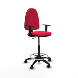 Piqueras y Crespo Taburete Ayna CP bali rojo brazos 1D base poliamida ruedas nailon 50mm