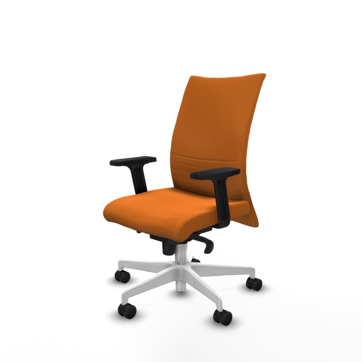 Piqueras y Crespo Albacete confidente sincro similpiel naranja brazos 2D base blanca ruedas 65 mm nailon