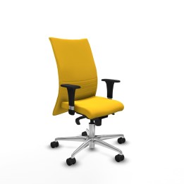 Piqueras y Crespo Albacete confidente XL sincro similpiel amarillo brazos 1D cromados base aluminio ruedas 65 mm nailon