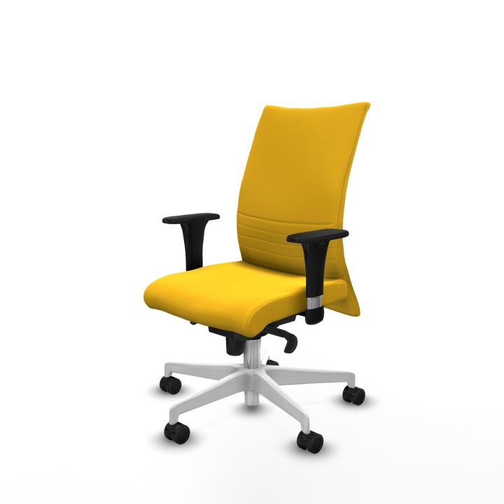 Piqueras y Crespo Albacete confidente sincro similpiel amarillo brazos 1D base blanca ruedas 65 mm nailon