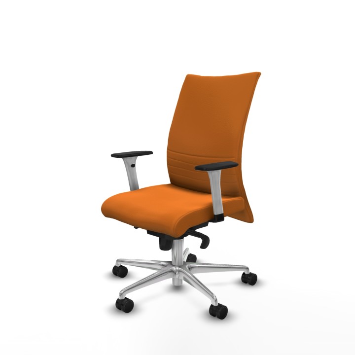 Piqueras y Crespo Albacete confidente sincro similpiel naranja brazos 1D blancos base aluminio ruedas 65 mm nailon