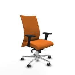 Piqueras y Crespo Albacete confidente sincro similpiel naranja brazos 2D base aluminio ruedas 65mm engomadas