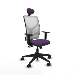 Piqueras y Crespo Motilla sincro malla blanca bali morado brazos 1D base piramidal cabecero fijo ruedas 65mm nailon