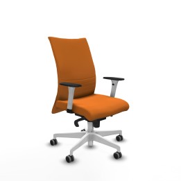 Piqueras y Crespo Albacete confidente sincro similpiel naranja brazos 1D blancos base blanca ruedas 65mm engomadas