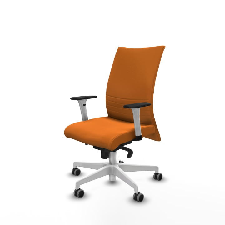Piqueras y Crespo Albacete confidente sincro similpiel naranja brazos 1D blancos base blanca ruedas 65mm engomadas