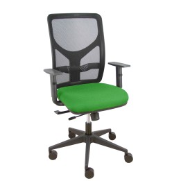 Piqueras y Crespo Silla Motilla traslack malla negra asiento bali verde brazo regulable