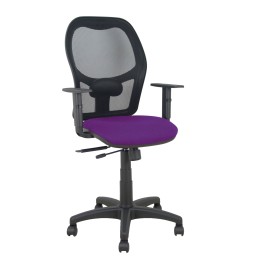 Piqueras y Crespo Silla Alocén traslack malla negra asiento bali morado brazos regulables