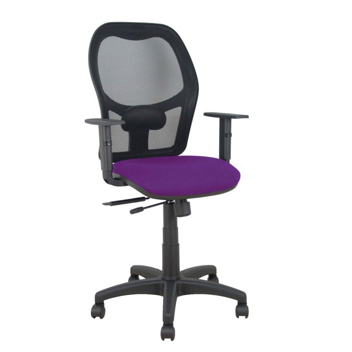 Piqueras y Crespo Silla Alocén traslack malla negra asiento bali morado brazos regulables