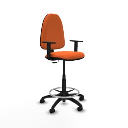Piqueras y Crespo Taburete Ayna CP bali naranja brazos 1D base poliamida ruedas nailon 50mm