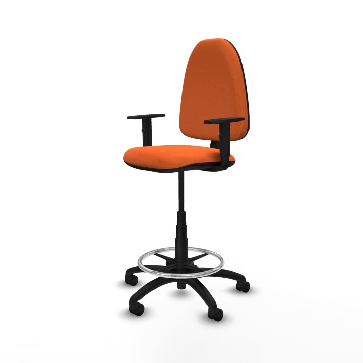 Piqueras y Crespo Taburete Ayna CP bali naranja brazos 1D base poliamida ruedas nailon 50mm