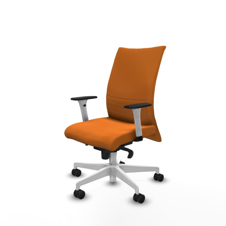 Piqueras y Crespo Albacete confidente sincro similpiel naranja brazos 1D blancos base blanca ruedas 65 mm nailon