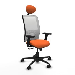 Piqueras y Crespo Zulema sincro malla blanca bali naranja brazos 2D base nailon cabecero fijo ruedas 65mm nailon